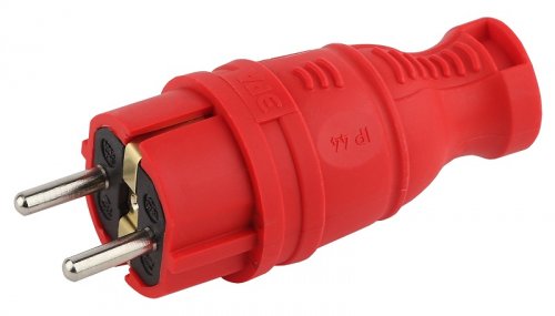 Вилка электрическая с заземлением прямая ЭРА V8-RED-IP44 16А IP44 красный картинка 